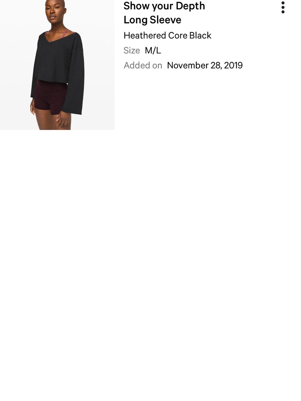 lululemon athletica Black Cropped Long-Sleeve Top-Show Your Depth Long Sleeve - Picture 4 of 8